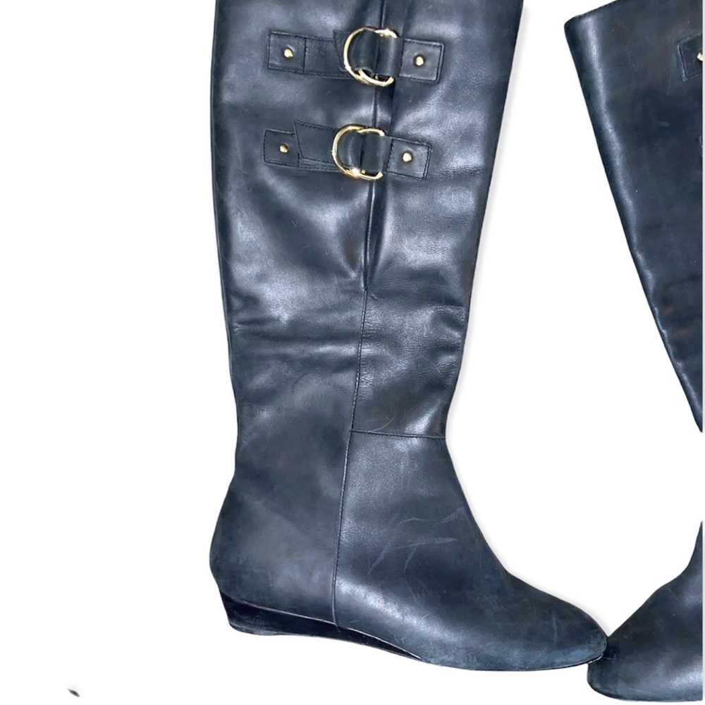 Seychelles Vintage Leather Matte Black Tall Buckle Boots - Picture 6 of 13